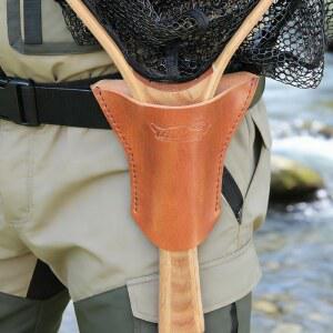 파인베이 가죽 랜딩 네트 홀스터 네트용 벨트 장착 홀더 낚시 도랑 및 하천 낚시용 허리 착용 시스