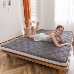 맥스요요 일본 바닥 이불 매트리스 킹 사이즈, 침대, 롤업 접이식 매트리스, 다이아몬드 패턴 다크 그레이