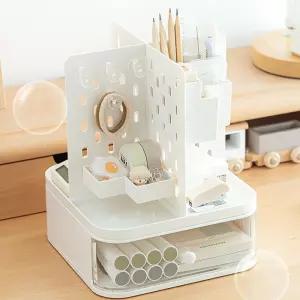 데스크 회전 홀 보드 정리함 소품 필기구 멀티 서랍문구 수납함 타공 필기함 페그 타공판선반 책상꾸미기