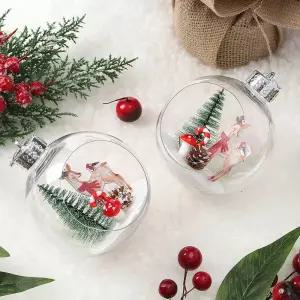Jdt 스노우 투명 장식볼 2p 10cm 사슴마을트리액세서리 소품 트리볼 크리스마스 악세사리