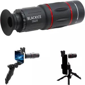 BLACKICE 18X25 단안 망원경 BAK4 프리즘 스마트폰 어댑터 소형 초급