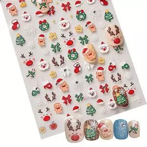 네일아트 크리스마스 귀여운 케릭터 엠보 스티커 7종-WFHTRBO