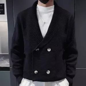 남성 가을 겨울 브이넥 더블 카라 버튼 가디건 2컬러 (WFKN9IA)