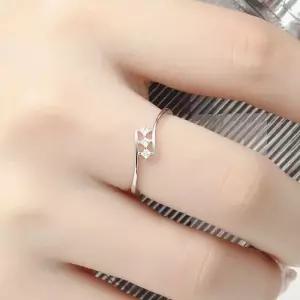 비쥬홀릭) 실버925 백금도금 별총총 큐빅 은반지 오픈반지 오픈링 사이즈조절반지