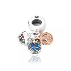 [판도라]782572C01 투톤 레인보우하트 버터플라이 피스 트리플댕글 참