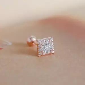 14K피어싱 14K GOLD 큐빅 스퀘어 베이직 로즈골드 금 피어싱 로즈골드피어싱