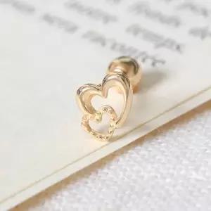 14K피어싱 14K GOLD 더블 하트 베이직 골드 금 피어싱 피어싱귀걸이