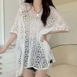 시스루블라우스 여자 4컬러 고급스러운 레이스짜임 니트 풀오버