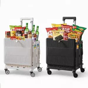 특대형 4바퀴 폴딩 쇼핑카트 65L 마트 시장 장바구니 캠핑 구르마 트렁크 짐정리 손수레