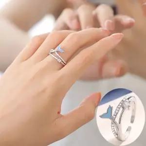 행운 우정 반지 지르콘 큐빅 오픈링 친구 커플용-WFHZUUV