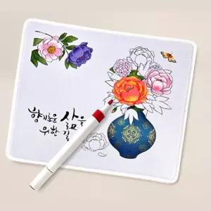 시니어 미술교실 전통 민화 꽃병 그림 컬러링 마우스패드 색칠하기 체험수업 역할