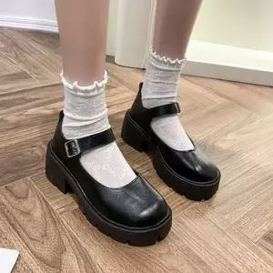 통굽힐 웨지 스트랩 펌프스 여성로퍼 캐주얼구두