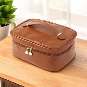 화장품파우치 인조가죽 메이크업 화장품 파우치 브라운