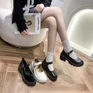 여성 메리제인 스트랩 펌프스 통굽 에나멜 무광 블랙 WC9B321