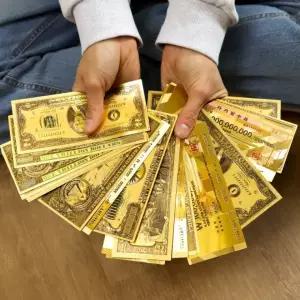 행운 금박 4종] 그림 달러 천억 돈 골드 2달러 1조 부자되는 지폐 행운의 [양면   황금 금 수표 달마