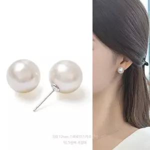 12mm 크림오스트리아 크리스탈 제작 진주 92.5실버 귀걸이