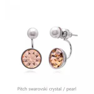 오스트리아 크리스탈 투웨이 피치 진주 귀걸이