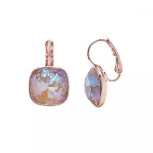 esg2167 12mm 카푸치노 디라이트사각 오스트리아 크리스탈 로즈골드 원터치 귀걸이