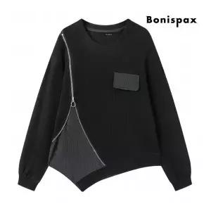 보니스팍스 정상가:79,000원 ㅣ 언발 레이어드 페이크 지퍼 맨투맨 티셔츠 XP4LW012L0 147407