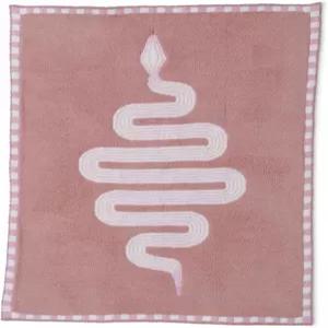 맨발의 꿈 아늑한 시크한 뱀 유모차 담요 니트 자카드 패턴 체크무늬 테두리(더스티 코랄 멀티)