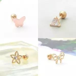 골드 여성피어싱 피어싱귀걸이 나비 꽃 여자피어싱 리 WD2B30C