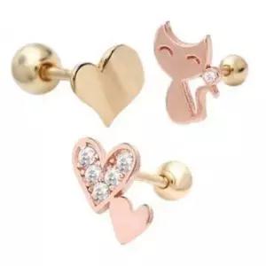 피어싱 하트 고양이 예쁜피어싱 3종 큐빅 금피어싱 택 WD286A4