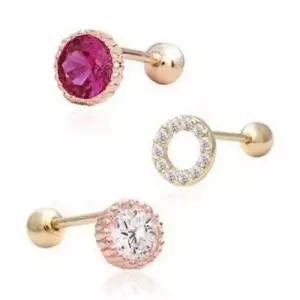 라운드 큐빅 기본피어싱 14K Gold 예쁜피어싱 정품 피 WD27A71