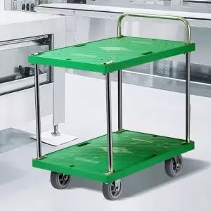 플라스틱스텐녹색 2단 특대 업소용서빙카트 주방웨건 식당트레이