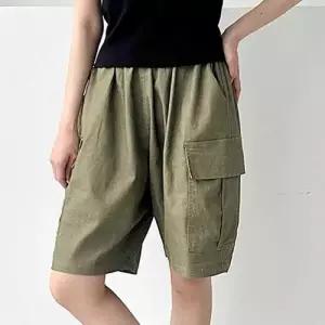 여자 루즈핏 카고 반바지 여름 밴딩 팬츠 데일리 WFJFYO3