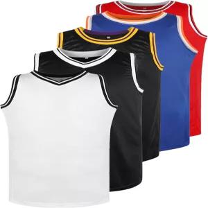 파티용 블랭크 농구 저지 90S 힙합 의류 남자 플레인 메시 운동 연습 스포츠 셔츠 S-3XL (작은 화이트)