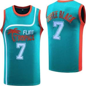 플린트 트로피컬 재키 문 33 커피 블랙 7 세미 프로 90년대 힙합 의상 파티 남성 농구 저지 그린 화이트