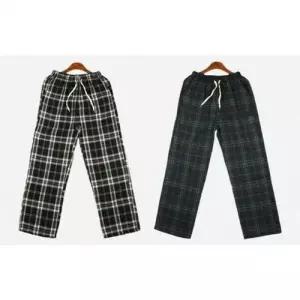 밴딩 편한바지 긴바지 팬츠 체크패턴 홈웨어 캐주얼 WD37C41