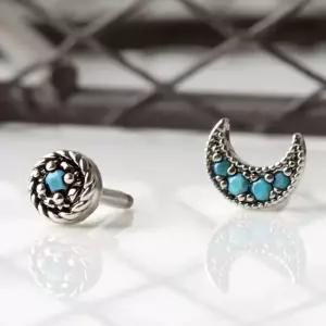 블루 큐빅 엔틱 실버 달 써지컬 스틸 피어싱 서지컬피어싱 데일리피어싱 기본피어싱