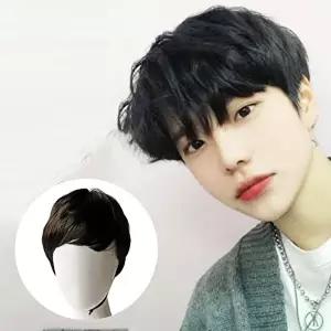 남성 통가발 다운 펌 정수리 앞머리 미용 장발-WFIDW6Q