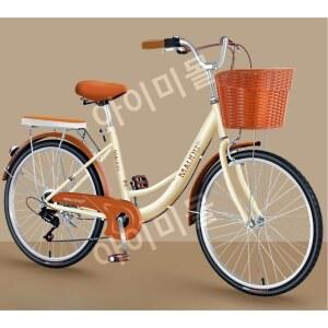 바구니 자전거 클래식 자전거 레트로 여성용 1단 22인치