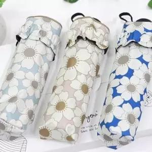 데이지꽃 무늬 휴대용 양산 우산 중년 여성 양우산-WFIFQOV