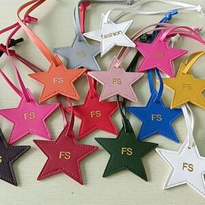 Pu 가죽 수하물 펜던트 가방 선물  버클 키체인  5 포인트 스타   이니셜  1 개