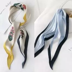 플라워 미니 스카프 여성 명품 꽃 실크 목 스카프-WFIK7WO