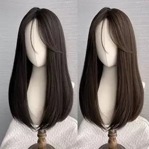 여성용 볼륨업 정수리 똑딱이 인모 매쉬 가발-WFIKOQA