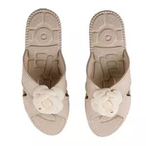 실내화 슬리퍼 아이보리 플라워 거실화 가벼운 지압-WFILU70