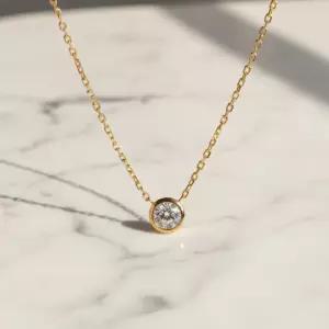 5부 랩 다이아 목걸이 데일리 글로우 베젤 데일리 여자 친구 프러포즈 선물