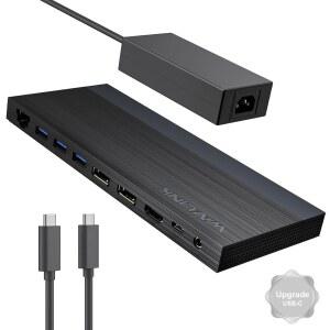 노트북 도킹 스테이션, 2* DP+HDMI, 4K@144Hz, 130W PD 충전기, USB-C /A 10Gb, 3* USB-A 5Gb, 오디오, 기가비트 이더넷(Lenovo Dell, Windows 시스템 컴퓨터용)