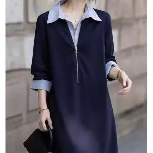 [하프클럽/]셔츠넥 레이어드 지퍼디테일 원피스 F81732