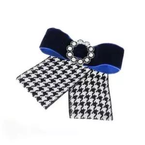 벨벳 타탄체크 리본-네이비체크 DG 패션브로치 앤틱브로치 큐빅브로치 리본브로치