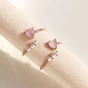 러브 멜로디 하트반지 하트 진주 오픈링 링