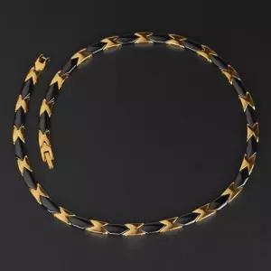 건강 기능성 티타늄 스틸 목걸이-블랙골드