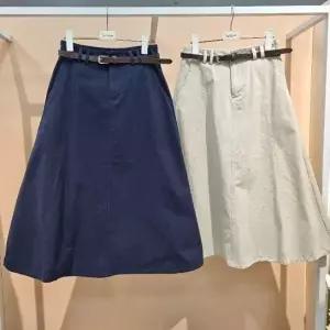 [셀러허브 1]Destijl HC34 봄간절기 허리반밴딩 절개A라인 면롱스커트  D2613sk01