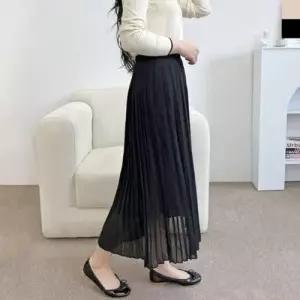 롱스커트 주름 데일리 뽀얌 밴딩 플리츠 쉬폰 WD5493B