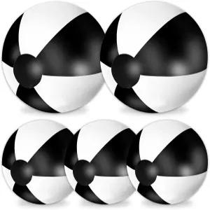 Whaline 5Pcs 풍선 비치볼 24인치 및 16인치 원형 풀 PVC 볼 귀여운 게임 장난감