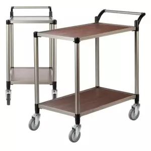 월넛우드 2단 특대 회색바퀴 이동식카트 식당 트롤리 서빙카 써빙카트 써빙카 주방카트